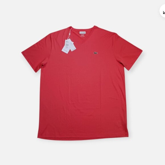 Lacoste Men's T-Shirt 2XLT Big & Tall V-Neck Pima Cotton Clear Pink TH7512 NWT - Picture 1 of 8